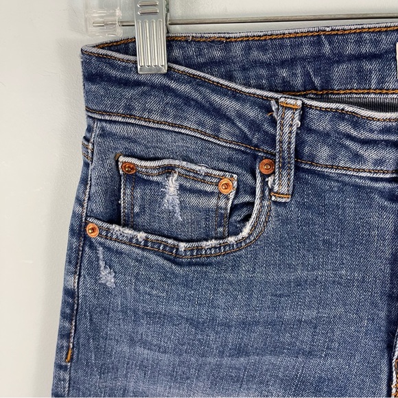 Zara Mid Rise Skinny Jeans Ankle Raw Hem Shark Bite Hem Distressed US 8 - Picture 7 of 16